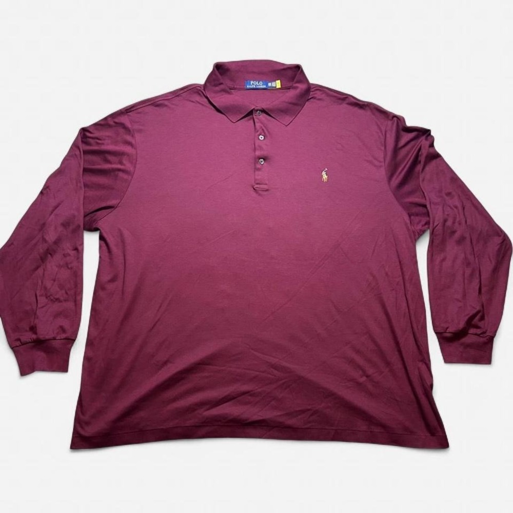 Polo Ralph Lauren Mens Soft Cotton Solid Polo Shirt Red LS Size 3XB